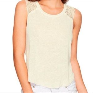 Free People Yellow Lace Open Back Tank Top XS